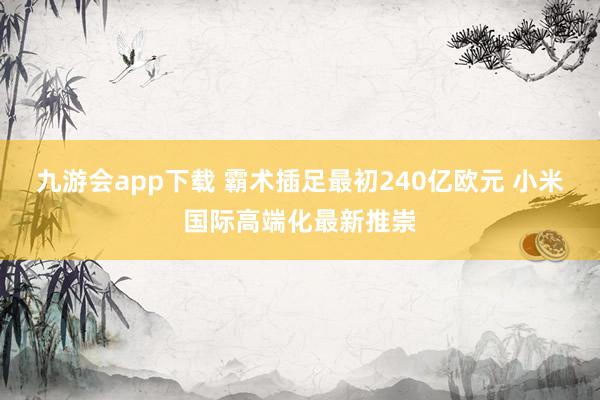 九游会app下载 霸术插足最初240亿欧元 小米国际高端化最新推崇